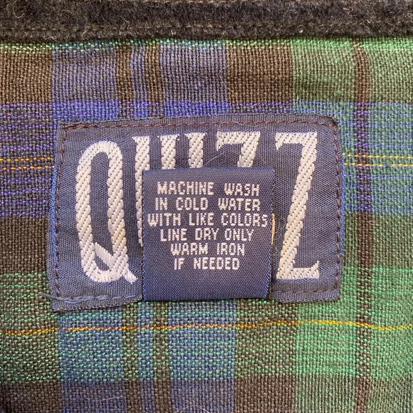 Vtg Quizz Long Sleeve Velvet Collar Plaid Button Down Shirt Women's Small Multi - Picture 12 of 12